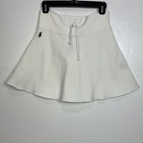 Ralph Lauren White Logo Cotton Blend Flared Mini Skirt Size XS - Picture 1 of 6